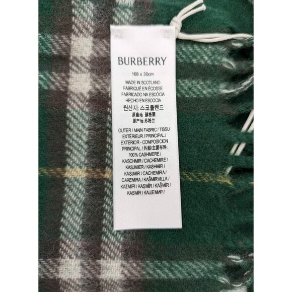 Burberry Vintage Check To Solid Cashmere Scarf Ivy 8082481 - Picture 9 of 10